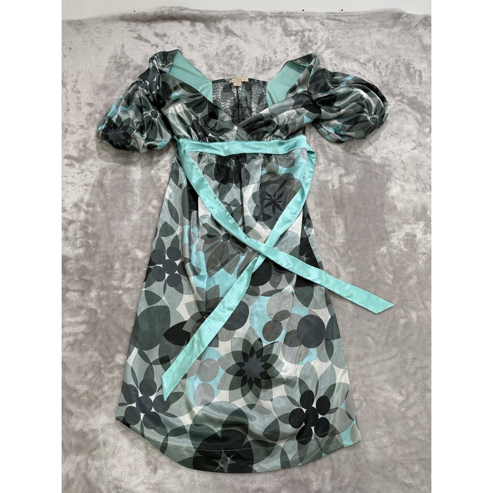 Jonathan Martin Dress Women Size 6 Multicolor Puff Sleeve Square Neck Floral EUC